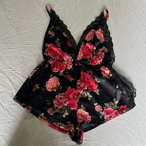 Black Flower Romper